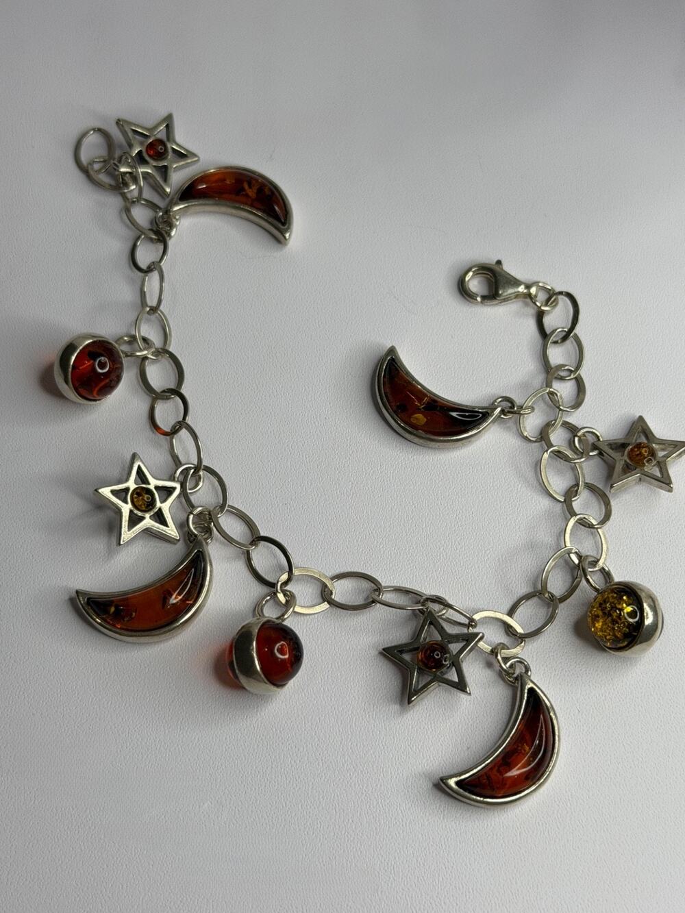 Starry Sky 925 Sterling Silver Amber Bracelet Length 7.5